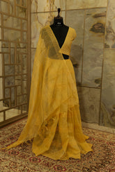 Light yellow organza  saree